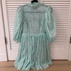 Selkie sequin puff sleeve mini dress - size small NWT attached